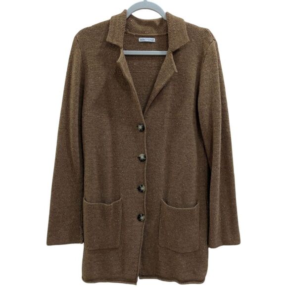 J. Crew Mercantile MEDIUM Brown Donegal Sweater Coat Cardigan Style K4757 - Picture 3 of 8